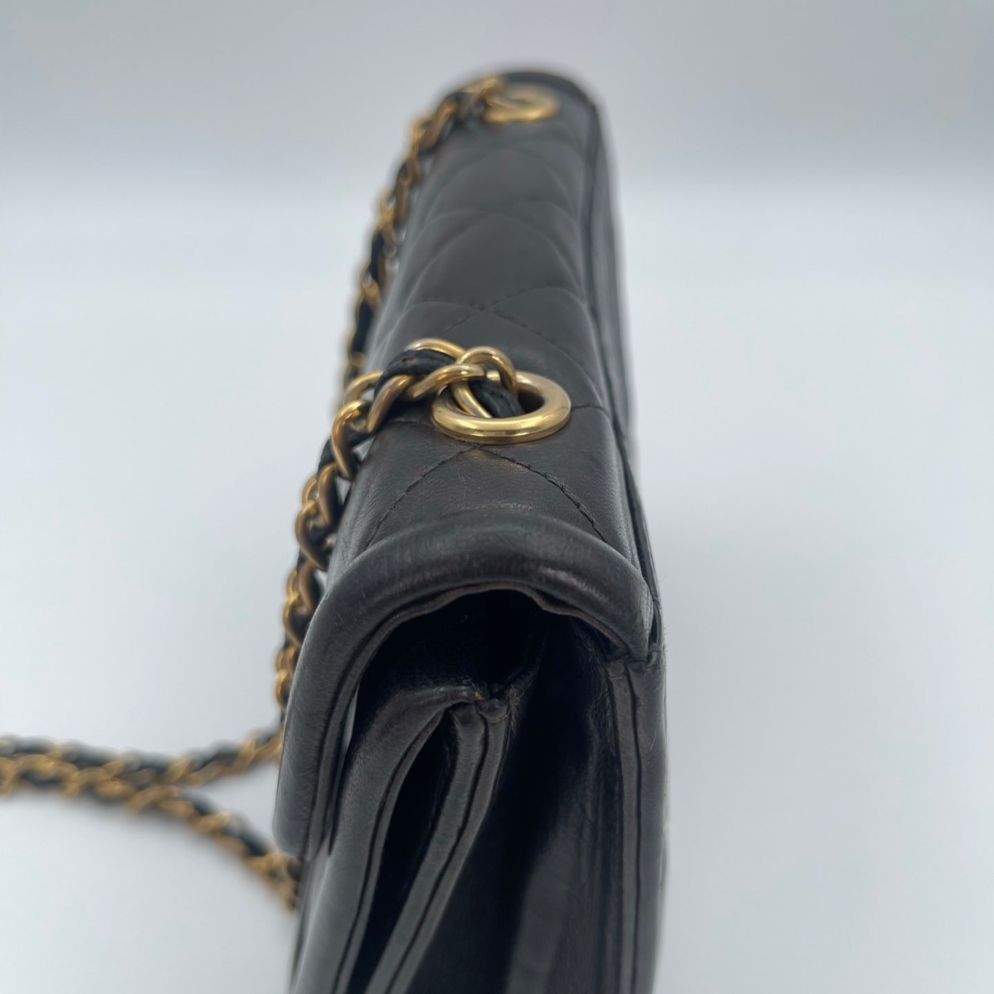 Chanel Vintage Black Lambskin Tassel Asymmetrical Double Flap Bag [Used]