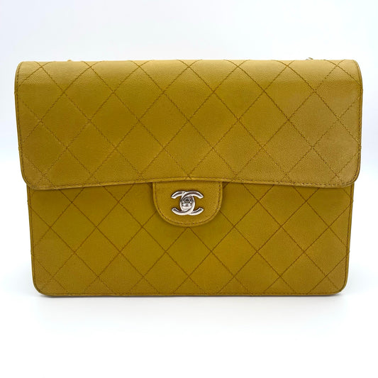 Chanel Classic Flap Ginger Green Caviar Skin Shoulder Bag [Used]