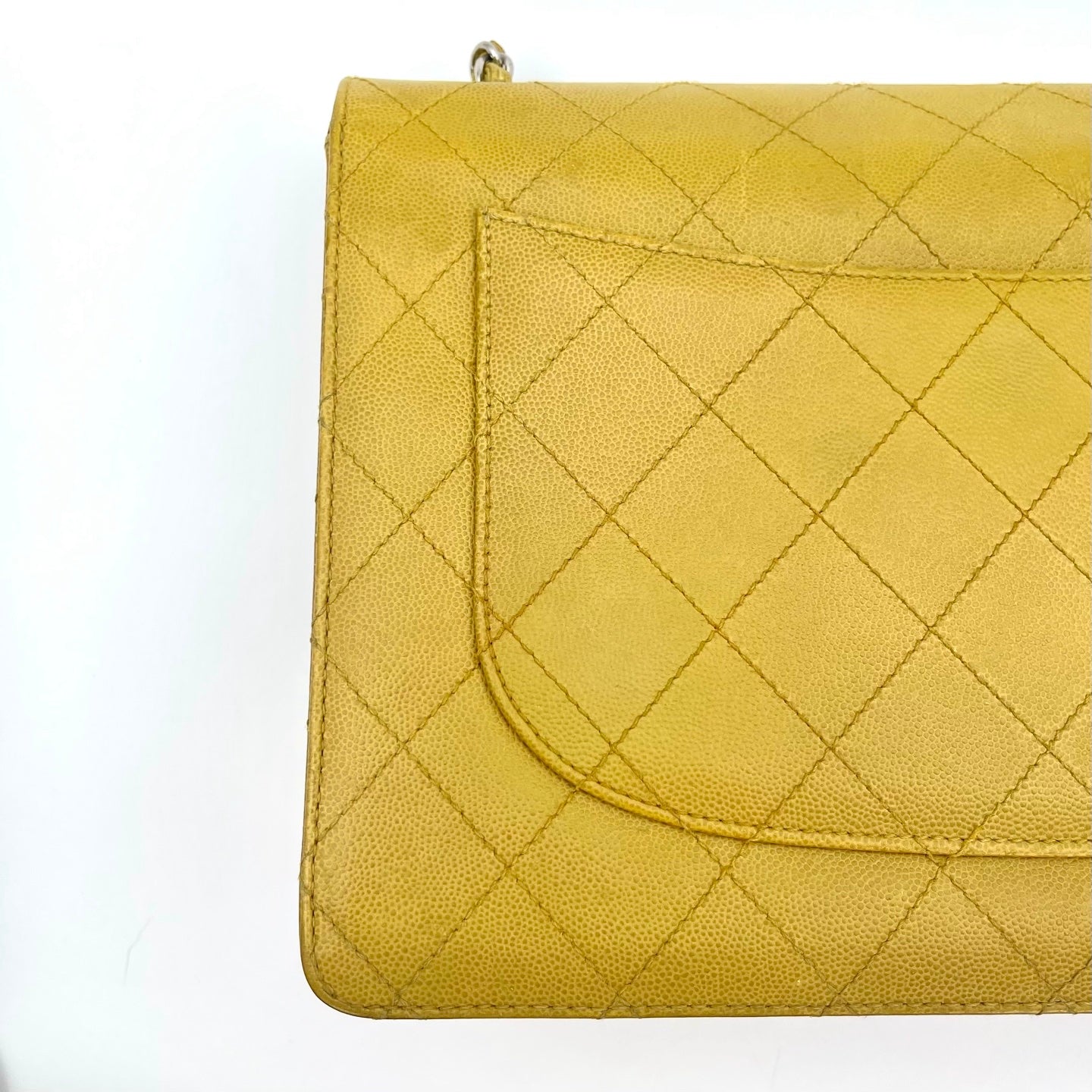 Chanel Classic Flap Ginger Green Caviar Skin Shoulder Bag [Used]
