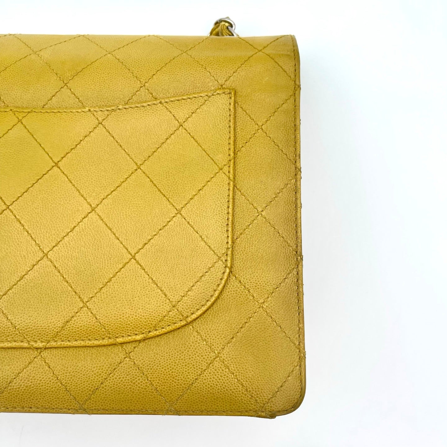 Chanel Classic Flap Ginger Green Caviar Skin Shoulder Bag [Used]