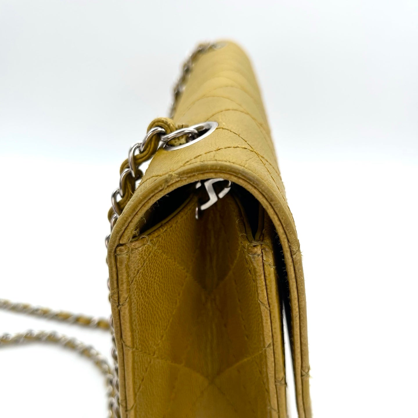 Chanel Classic Flap Ginger Green Caviar Skin Shoulder Bag [Used]