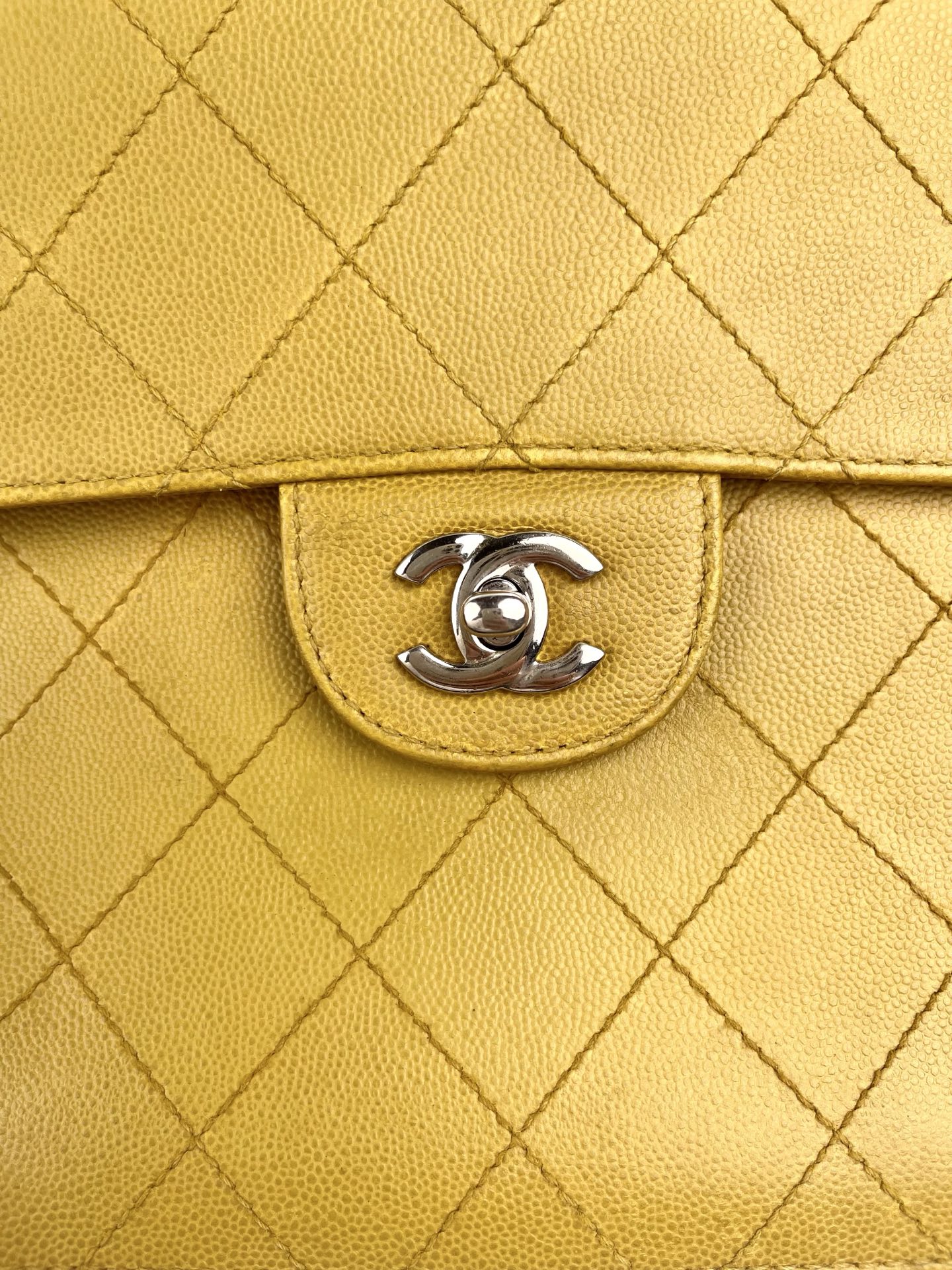 Chanel Classic Flap Ginger Green Caviar Skin Shoulder Bag [Used]