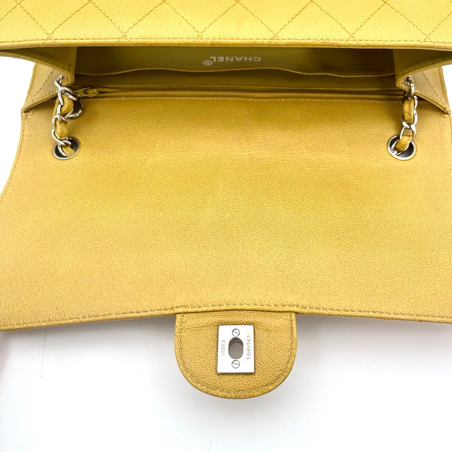 Chanel Classic Flap Ginger Green Caviar Skin Shoulder Bag [Used]