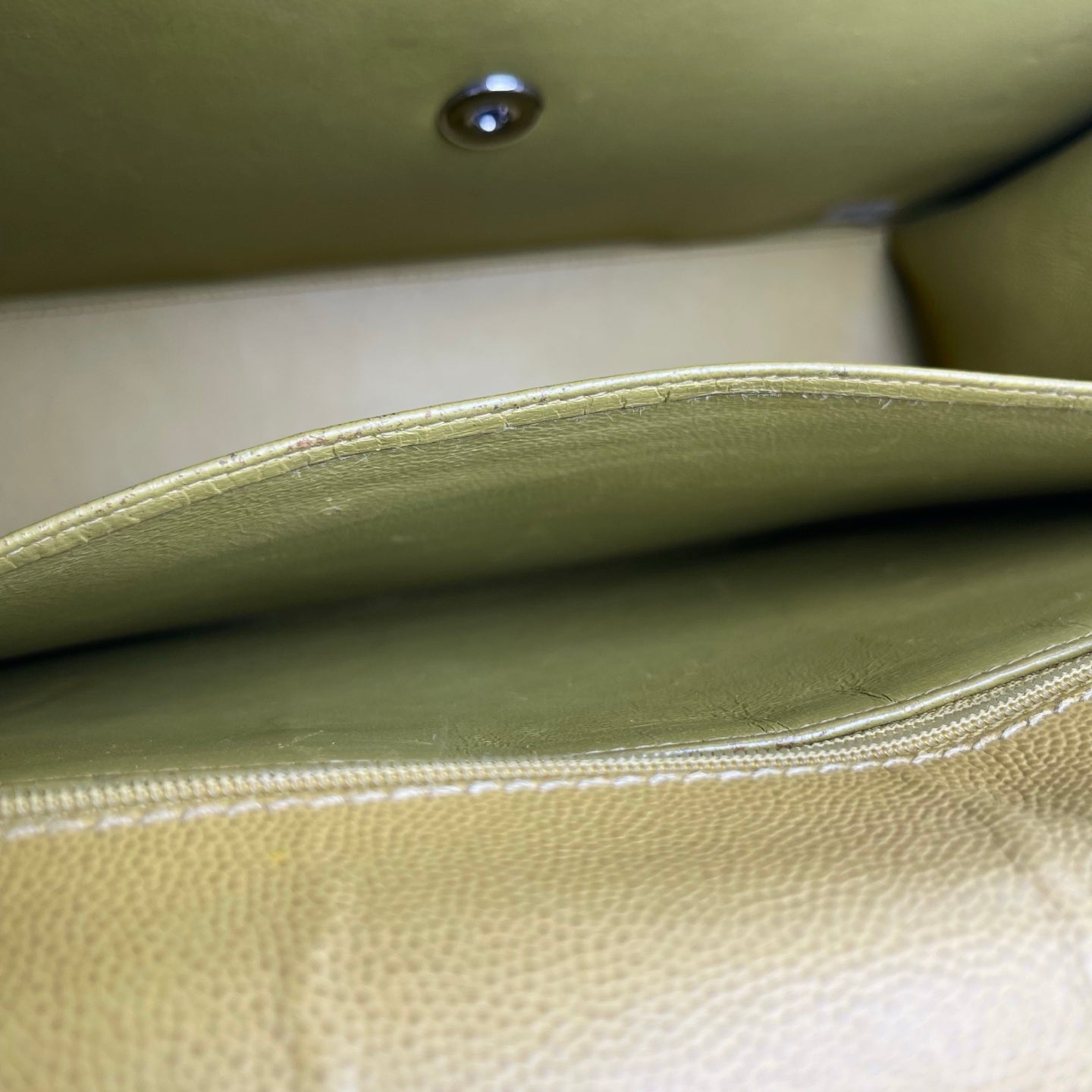 Chanel Classic Flap Ginger Green Caviar Skin Shoulder Bag [Used]