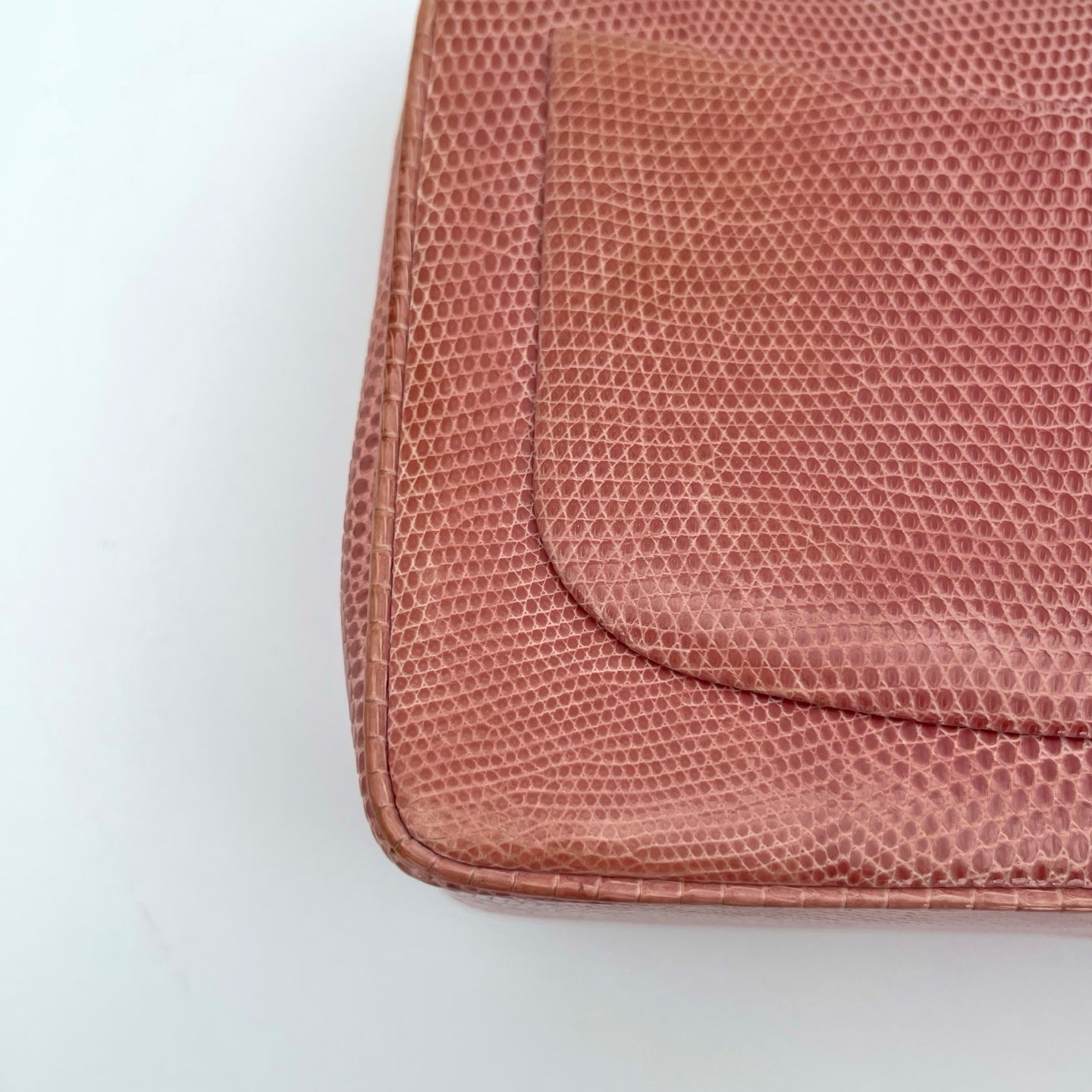 Chanel Vintage Salmon Pink Lizard Leather Square Mini Flap Bag [Used]