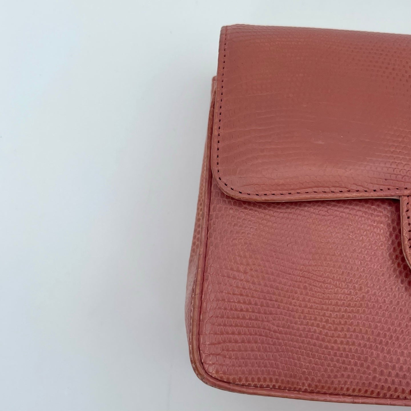 Chanel Vintage Salmon Pink Lizard Leather Square Mini Flap Bag [Used]