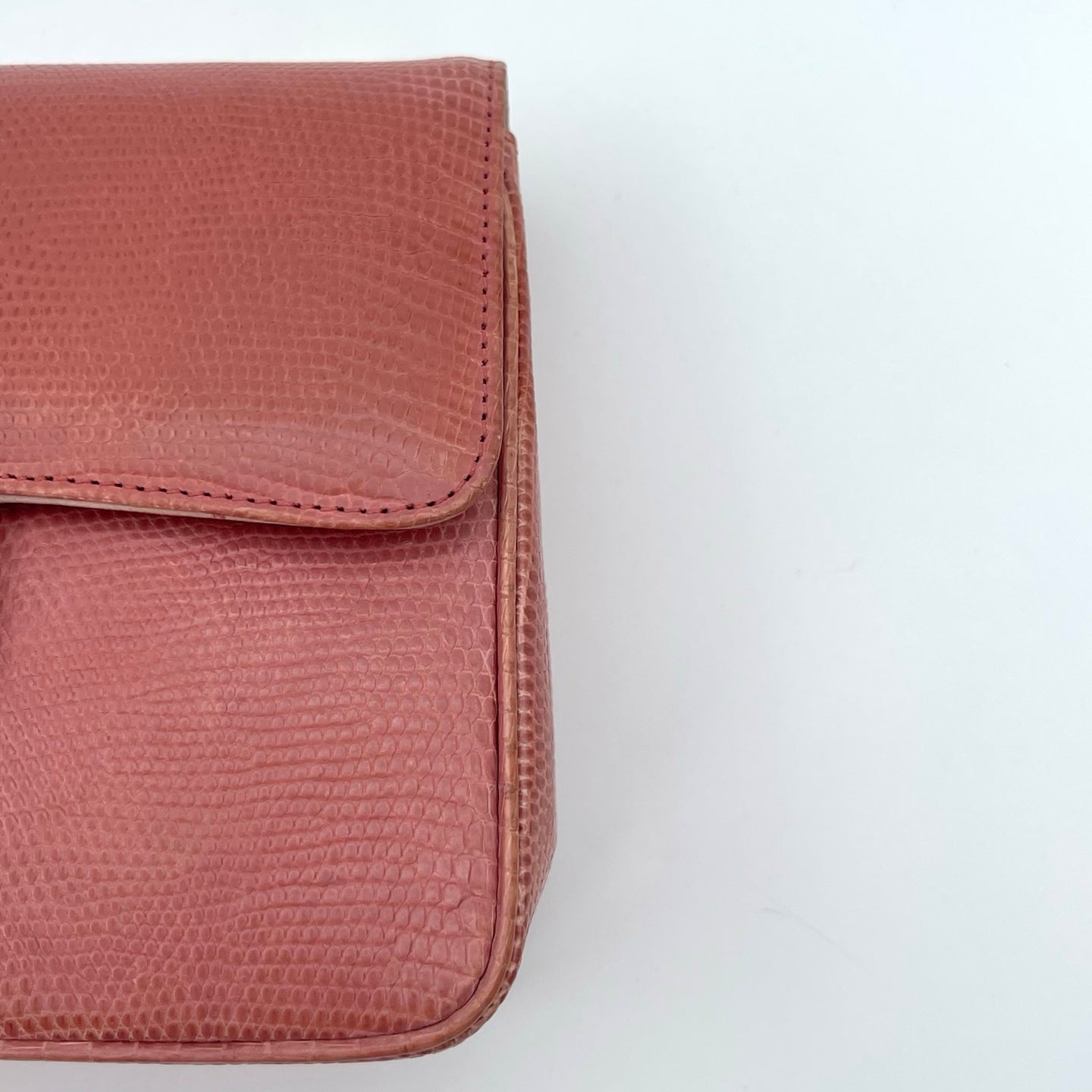 Chanel Vintage Salmon Pink Lizard Leather Square Mini Flap Bag [Used]