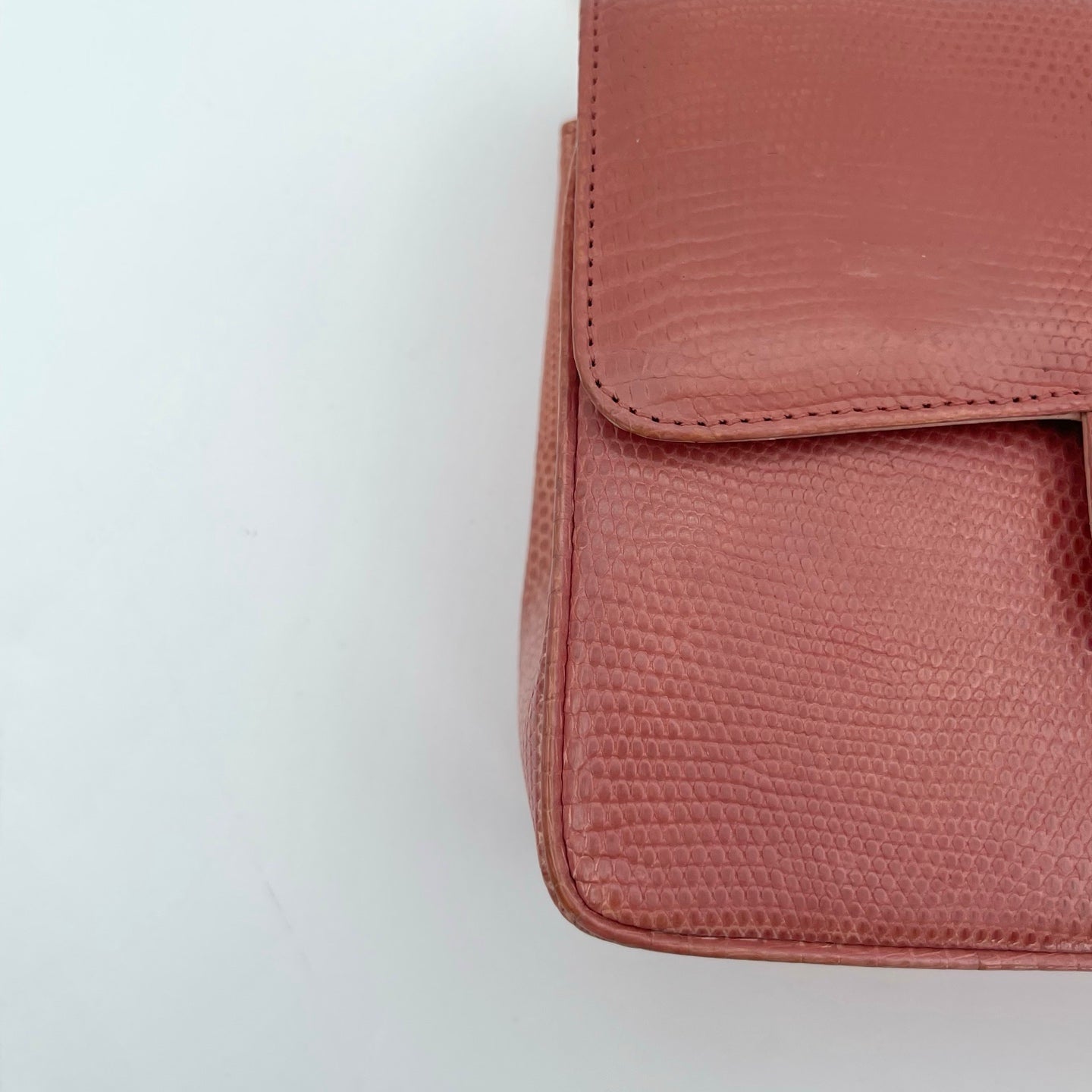 Chanel Vintage Salmon Pink Lizard Leather Square Mini Flap Bag [Used]