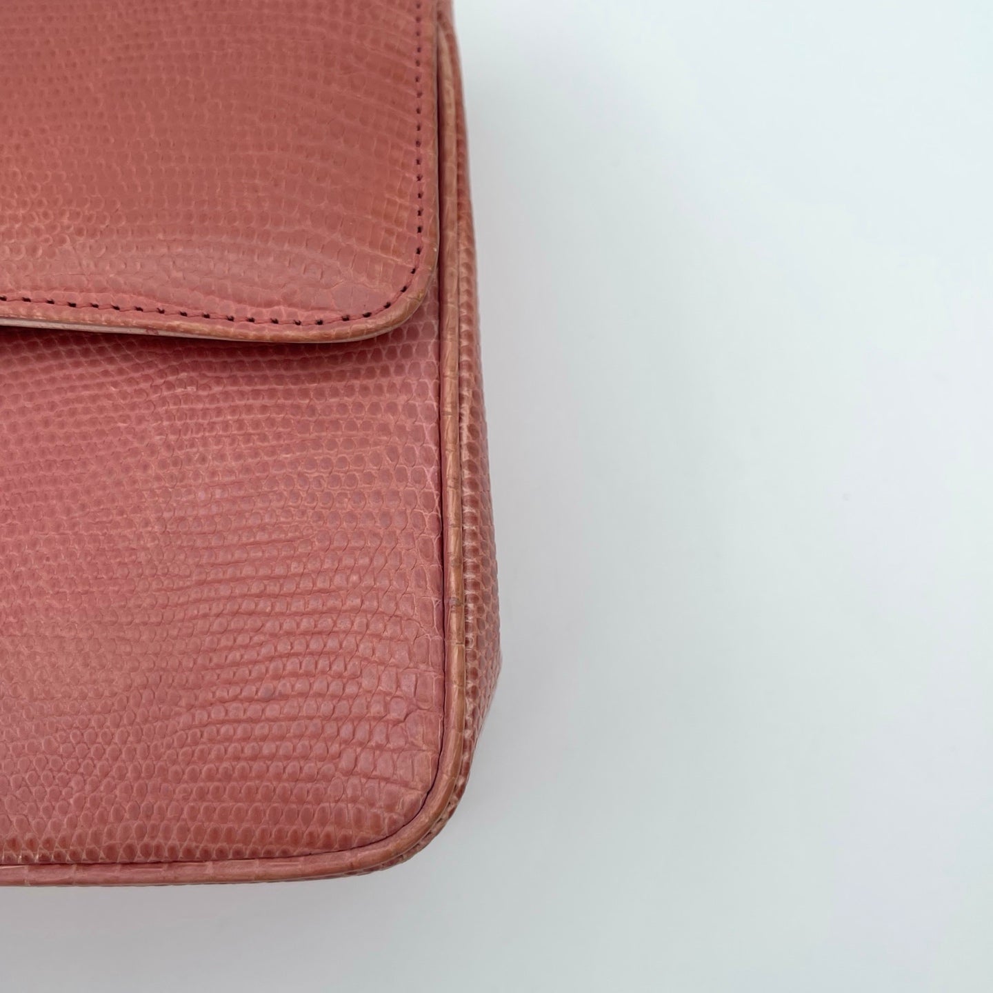 Chanel Vintage Salmon Pink Lizard Leather Square Mini Flap Bag [Used]