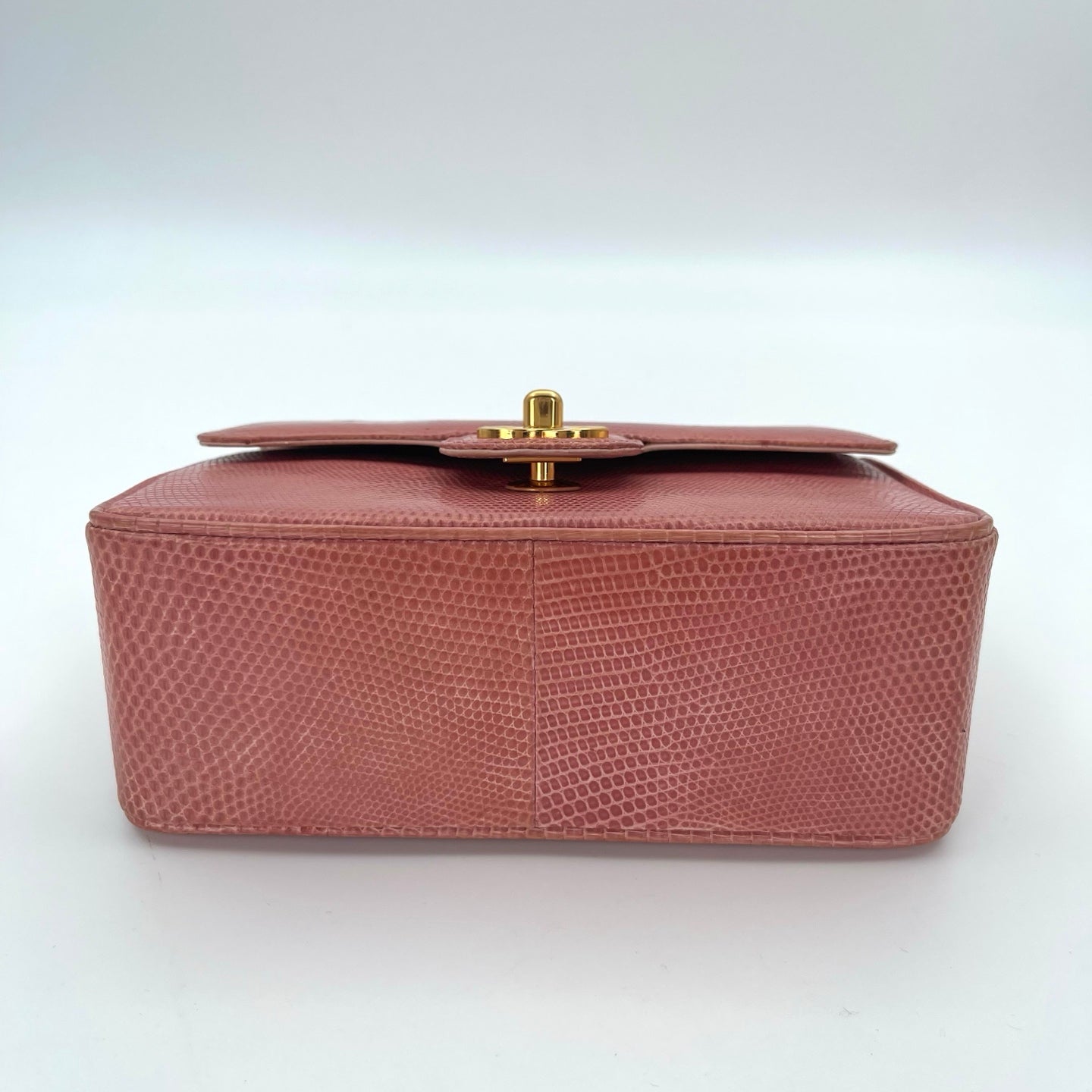 Chanel Vintage Salmon Pink Lizard Leather Square Mini Flap Bag [Used]