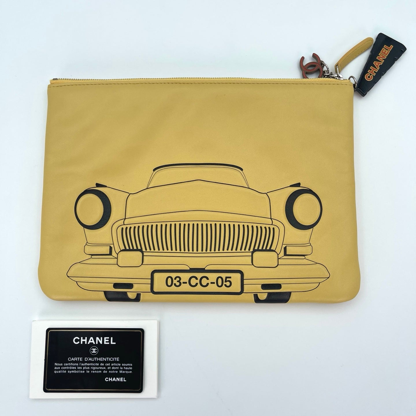 Chanel Limited Edition Ginger Yellow Car Motif Clutch Bag [Used]