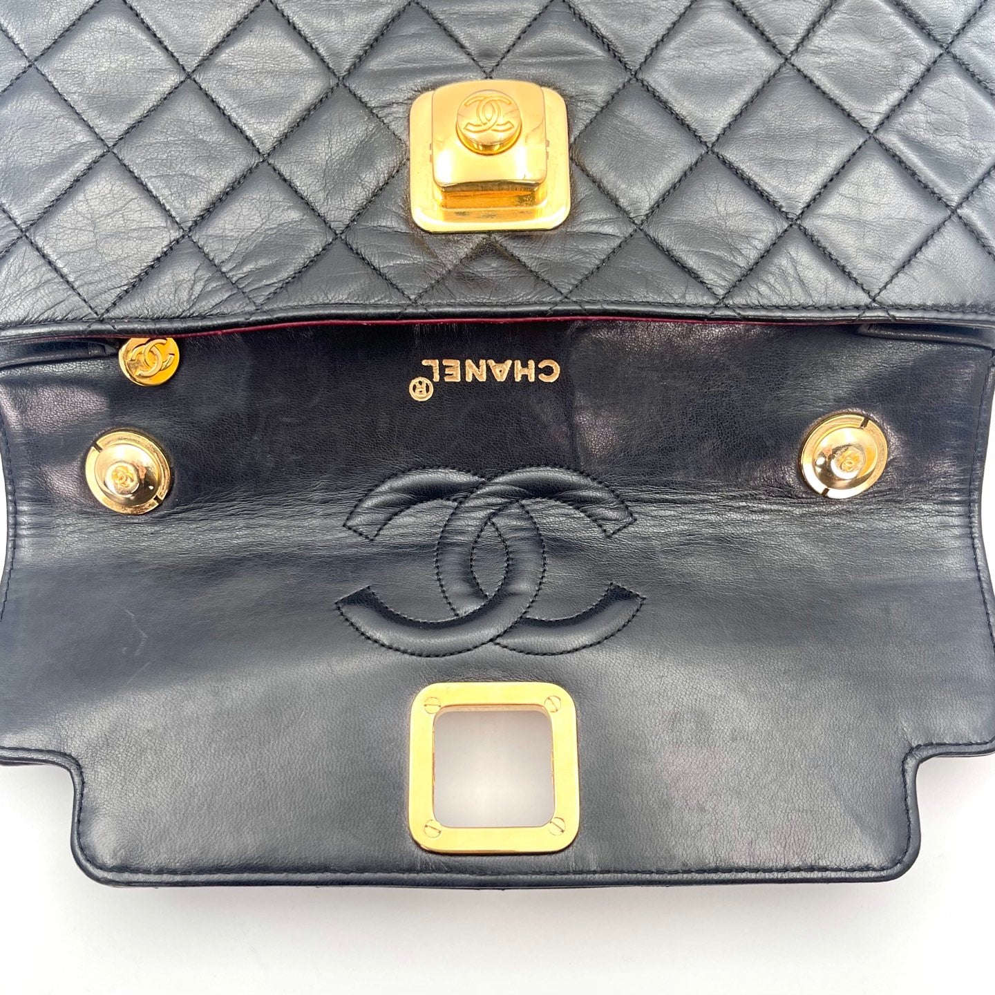 Chanel Black Quilted Lambskin Square Lock Shoulder Bag [Used]