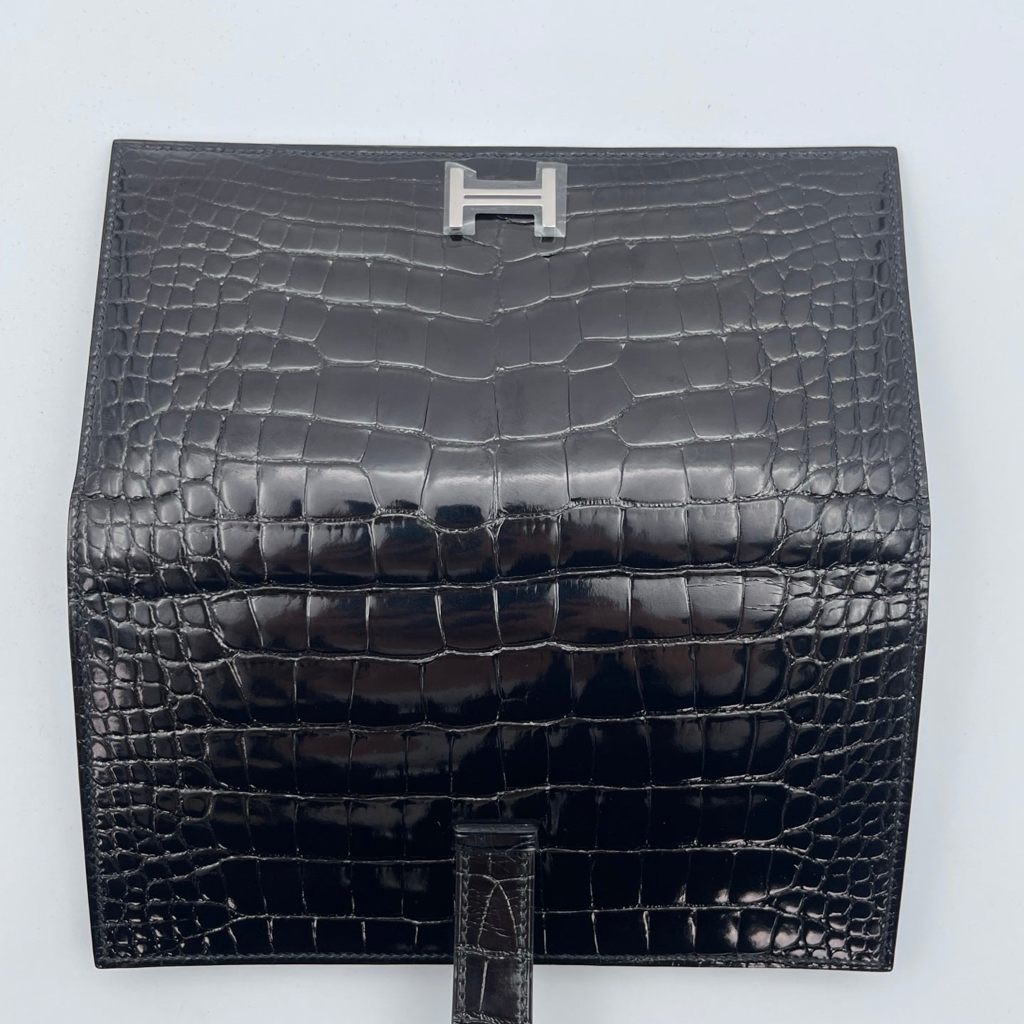 Hermès Bearn Wallet Noir Alligator Palladium Hardware [Brand New]