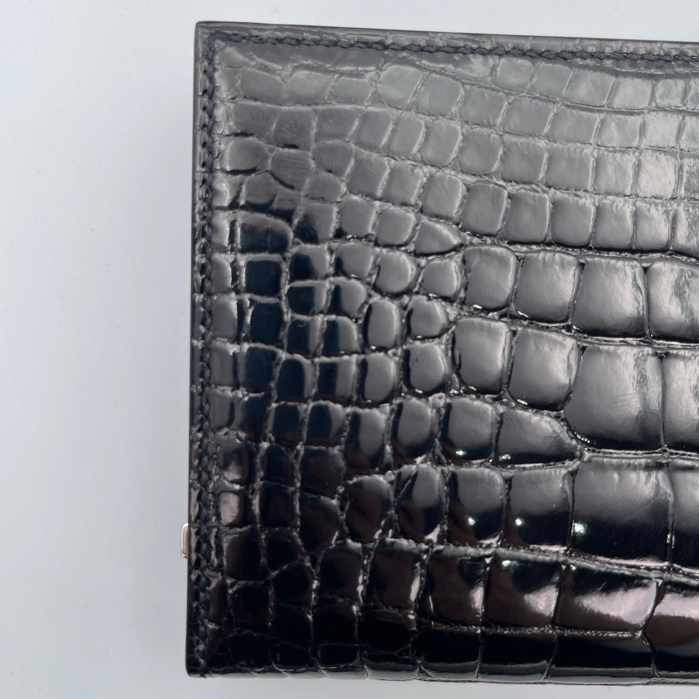 Hermès Bearn Wallet Noir Alligator Palladium Hardware [Brand New]