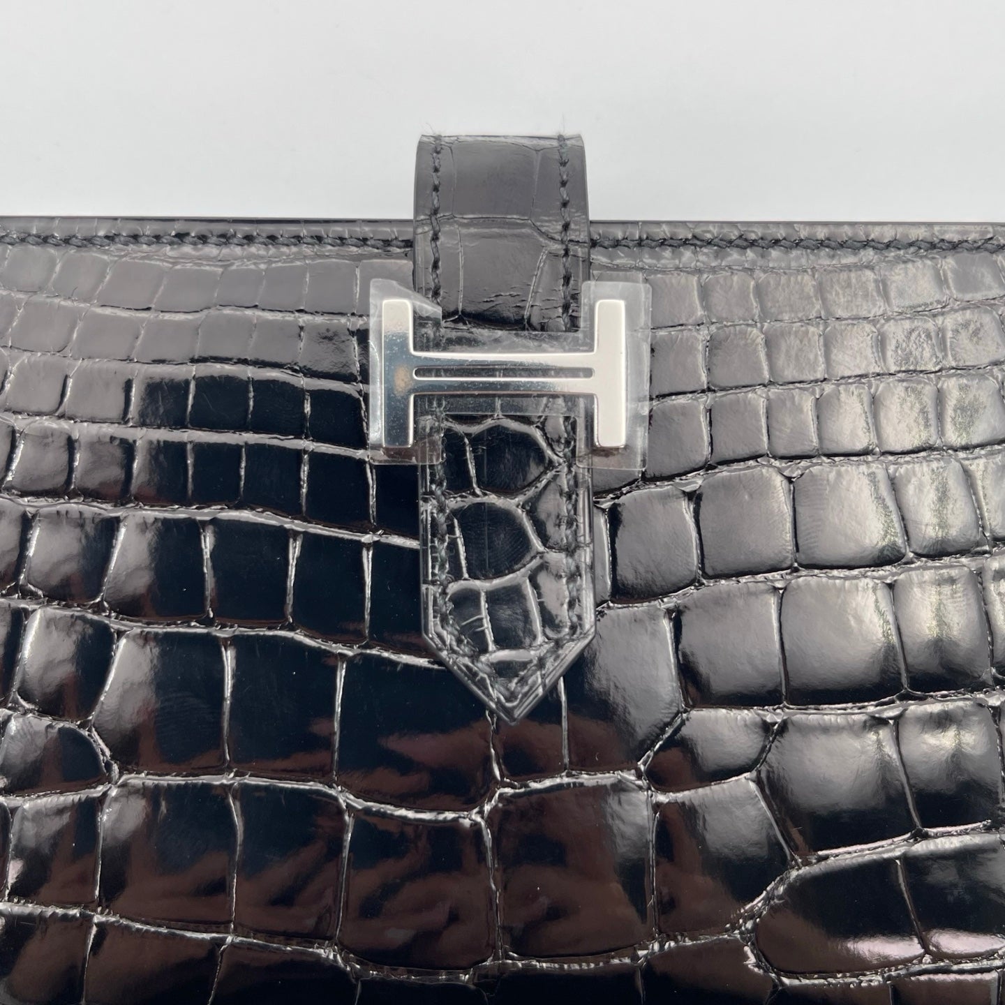 Hermès Bearn Wallet Noir Alligator Palladium Hardware [Brand New]