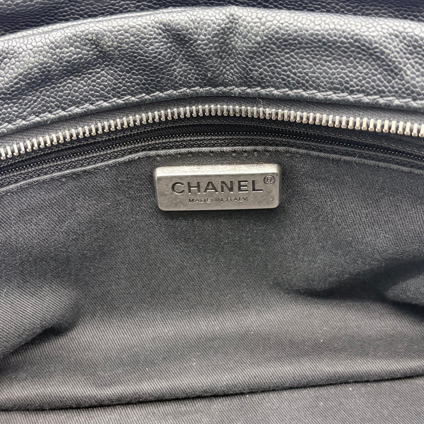Chanel Quilted Boston Chain Bag Black Cowhide Leather Silver Hardware [Used]
