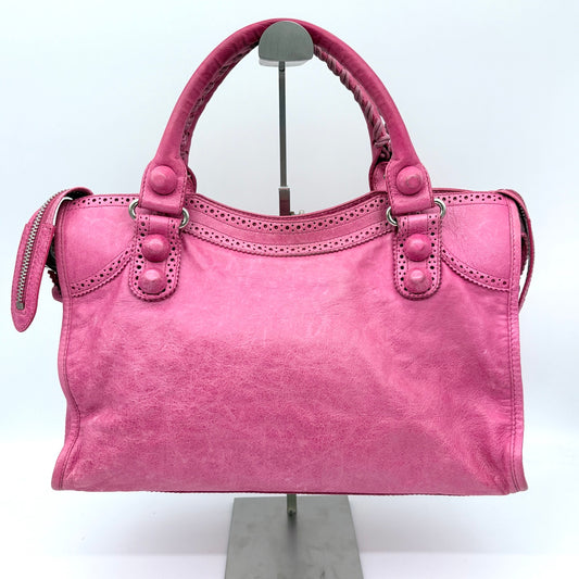 Balenciaga Pink Lace 2WAY City Motorcycle Bag Large [Used]