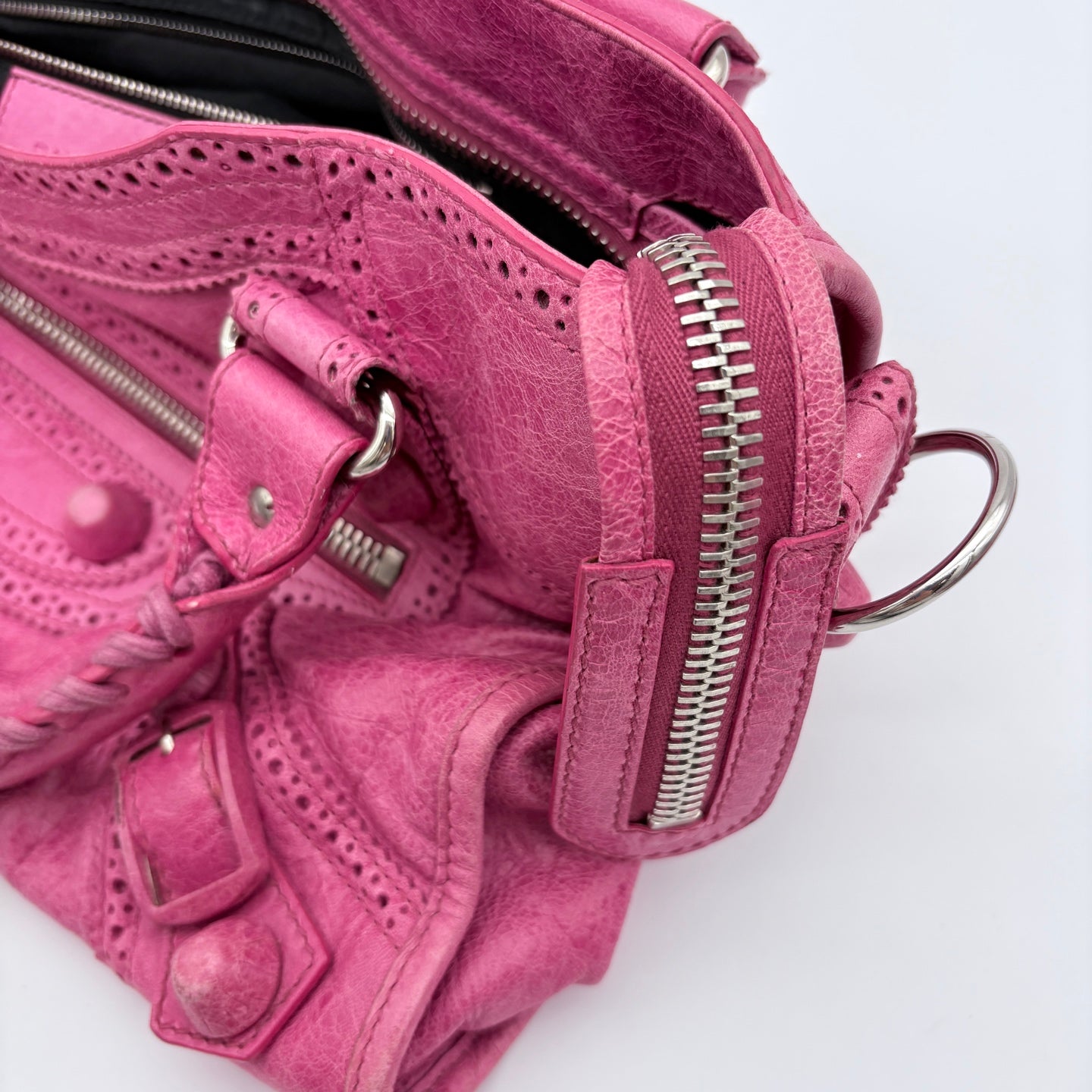 Balenciaga Pink Lace 2WAY City Motorcycle Bag Large [Used]