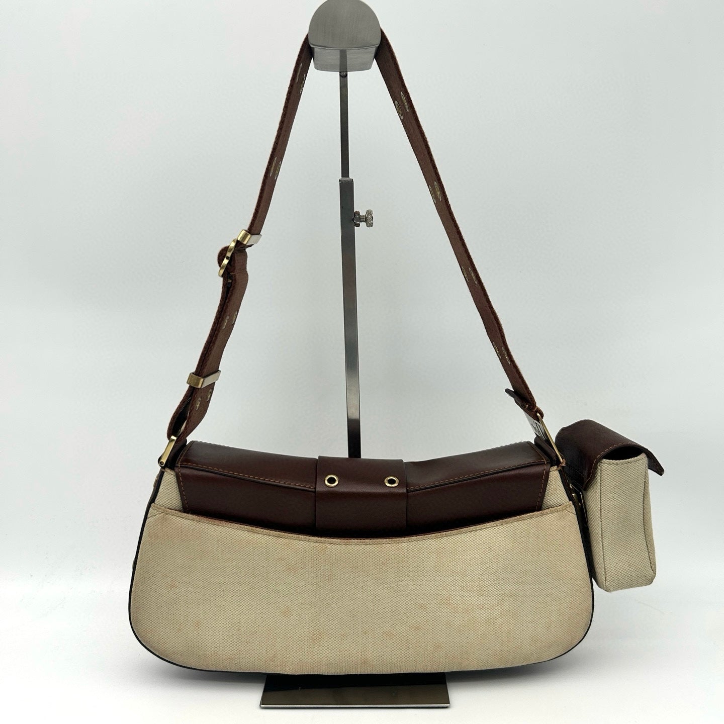 Dior Brown&Beige Punk Motorcycle Canvas and Leather Shoulder Bag with Pouch [Used]