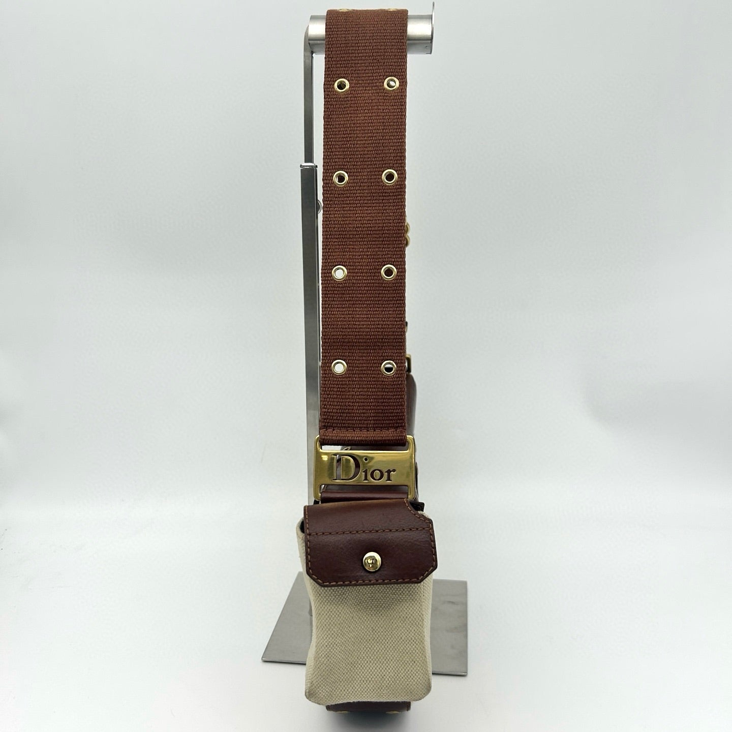 Dior Brown&Beige Punk Motorcycle Canvas and Leather Shoulder Bag with Pouch [Used]