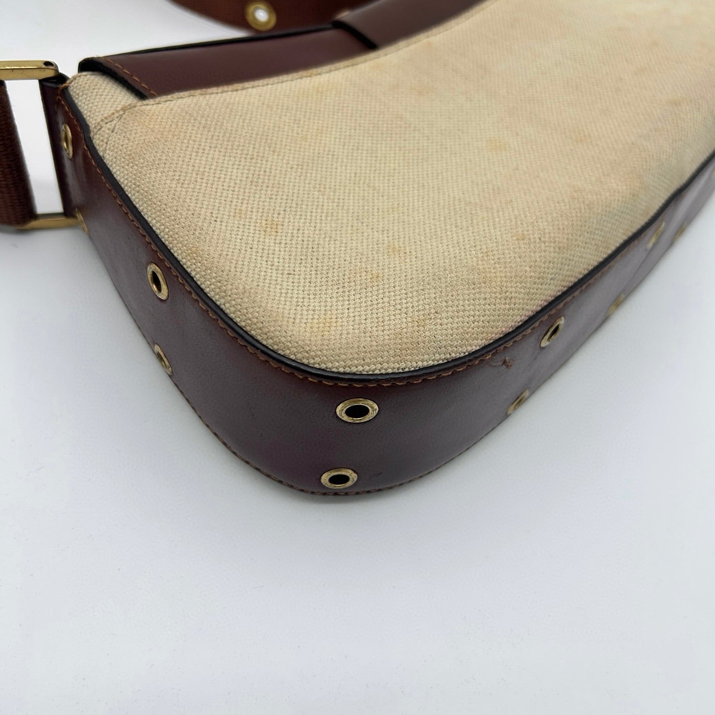 Dior Brown&Beige Punk Motorcycle Canvas and Leather Shoulder Bag with Pouch [Used]