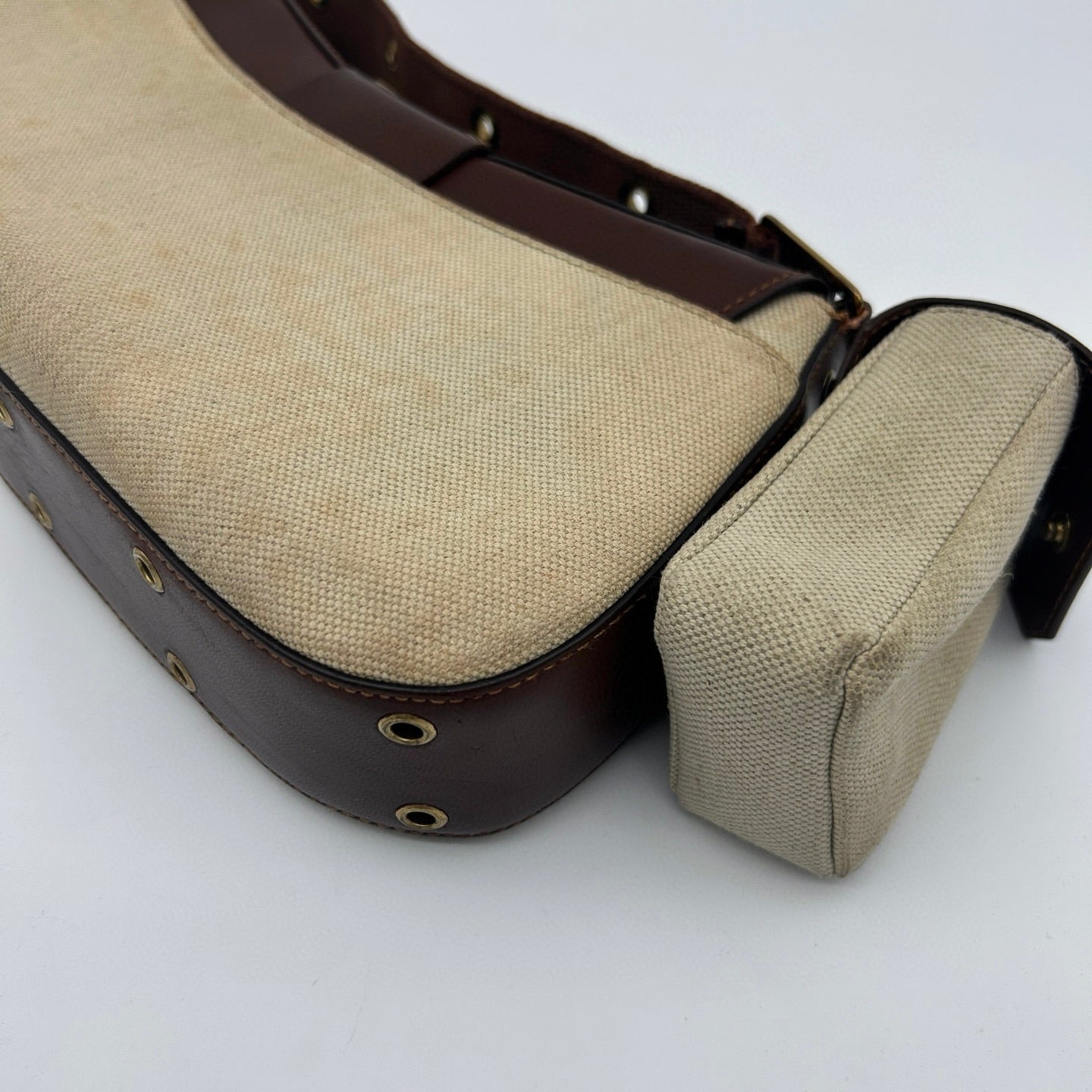 Dior Brown&Beige Punk Motorcycle Canvas and Leather Shoulder Bag with Pouch [Used]