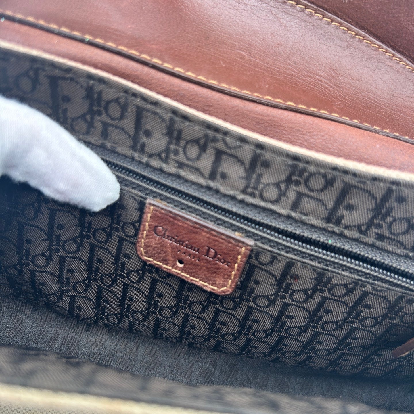 Dior Brown&Beige Punk Motorcycle Canvas and Leather Shoulder Bag with Pouch [Used]