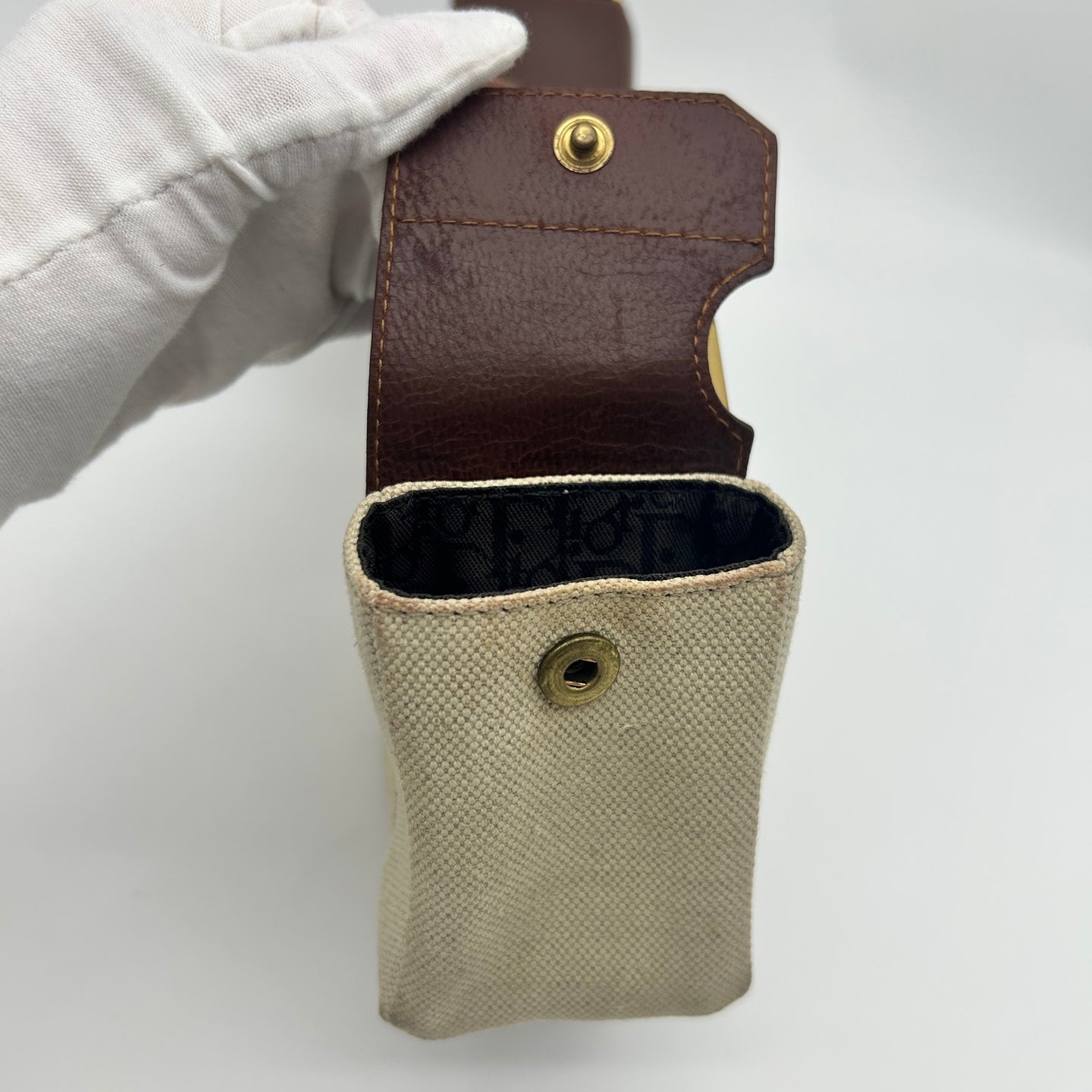 Dior Brown&Beige Punk Motorcycle Canvas and Leather Shoulder Bag with Pouch [Used]