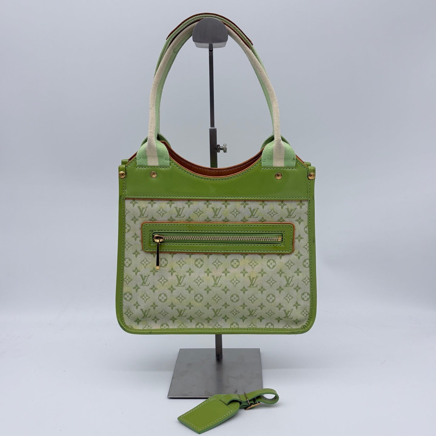 Louis Vuitton Green Denim Square Handbag [Used]