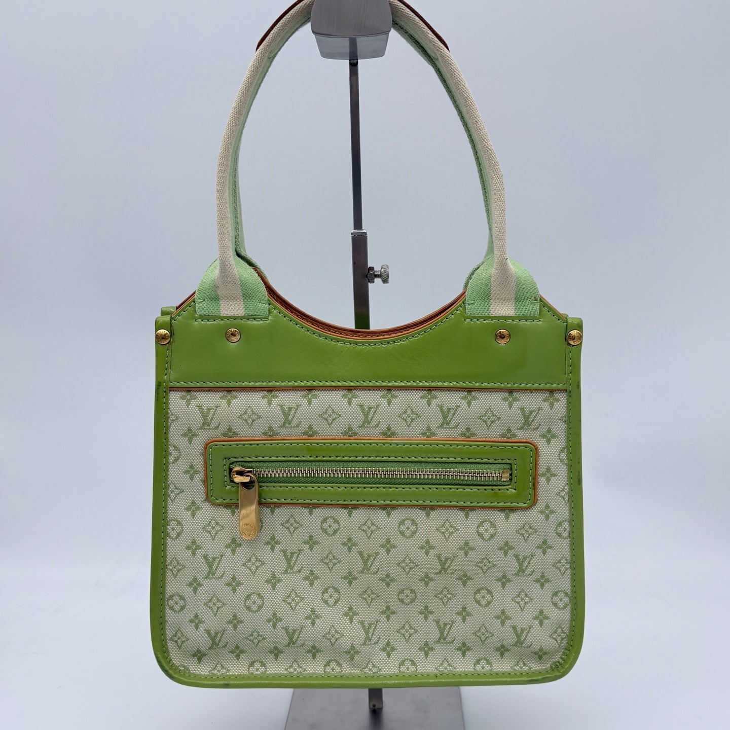 Louis Vuitton Green Denim Square Handbag [Used]