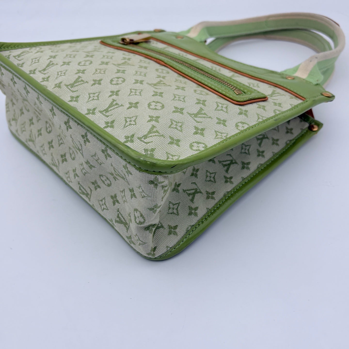 Louis Vuitton Green Denim Square Handbag [Used]