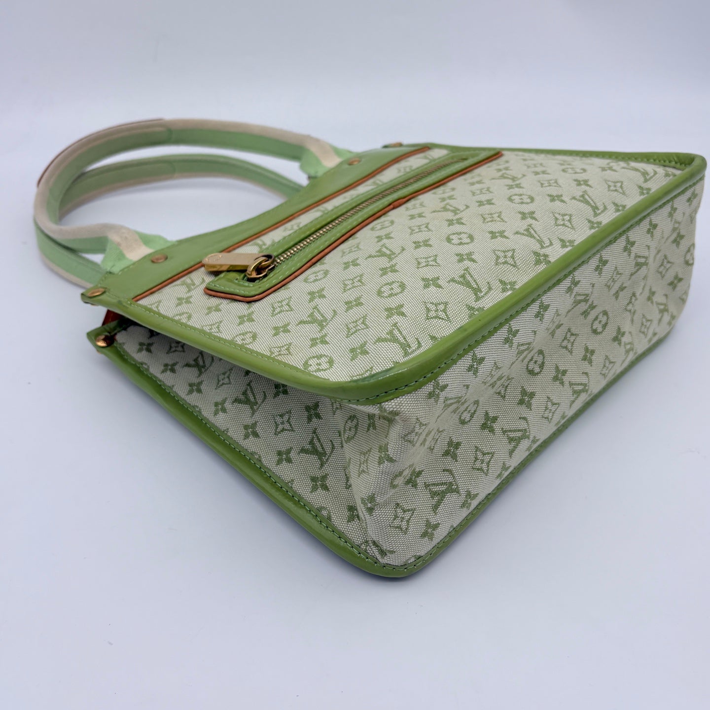 Louis Vuitton Green Denim Square Handbag [Used]