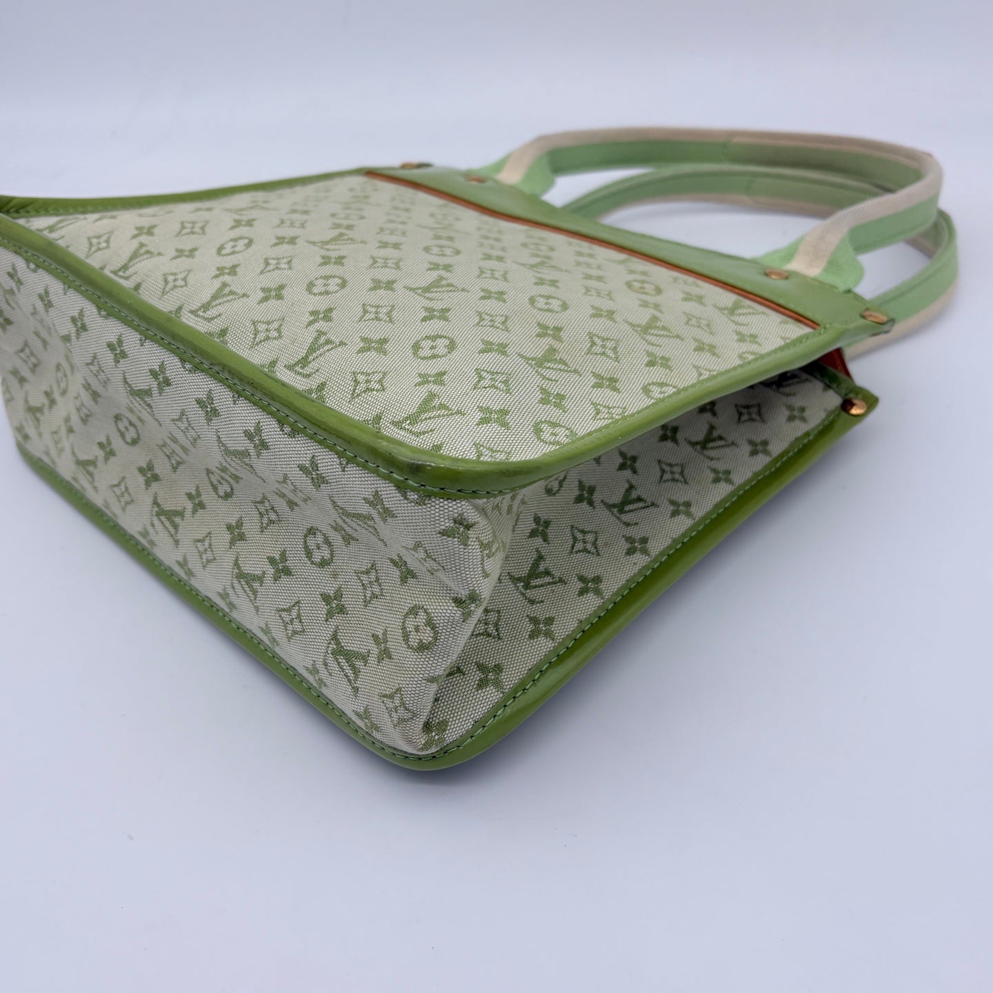 Louis Vuitton Green Denim Square Handbag [Used]