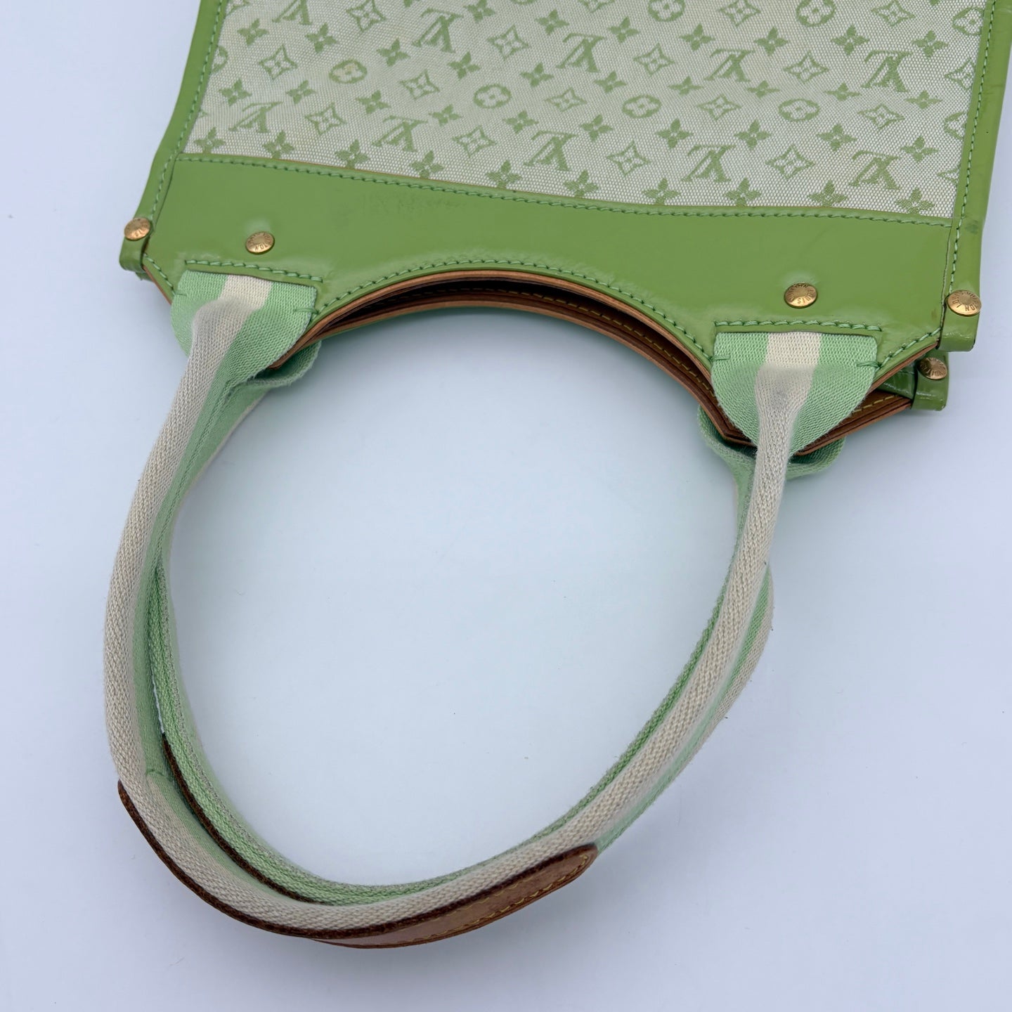 Louis Vuitton Green Denim Square Handbag [Used]