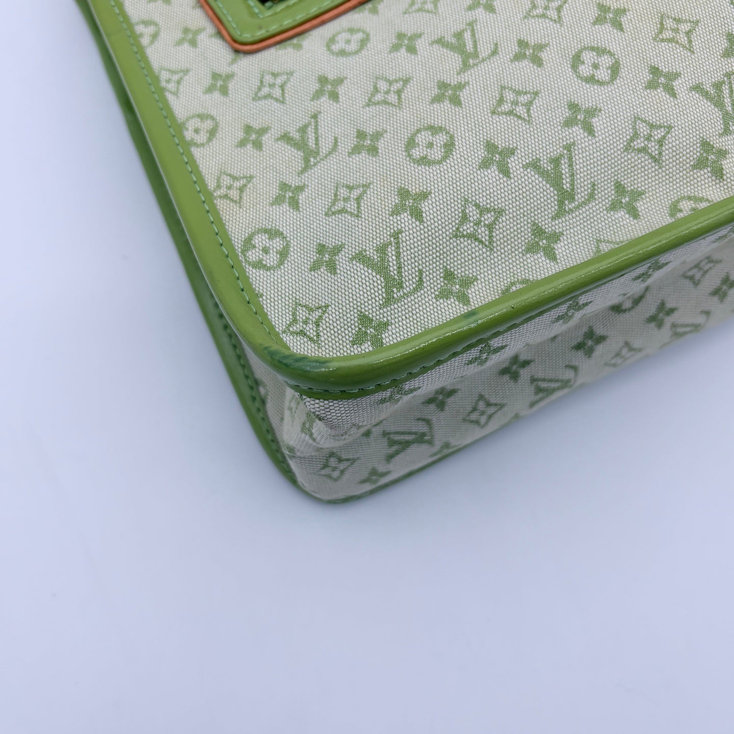 Louis Vuitton Green Denim Square Handbag [Used]