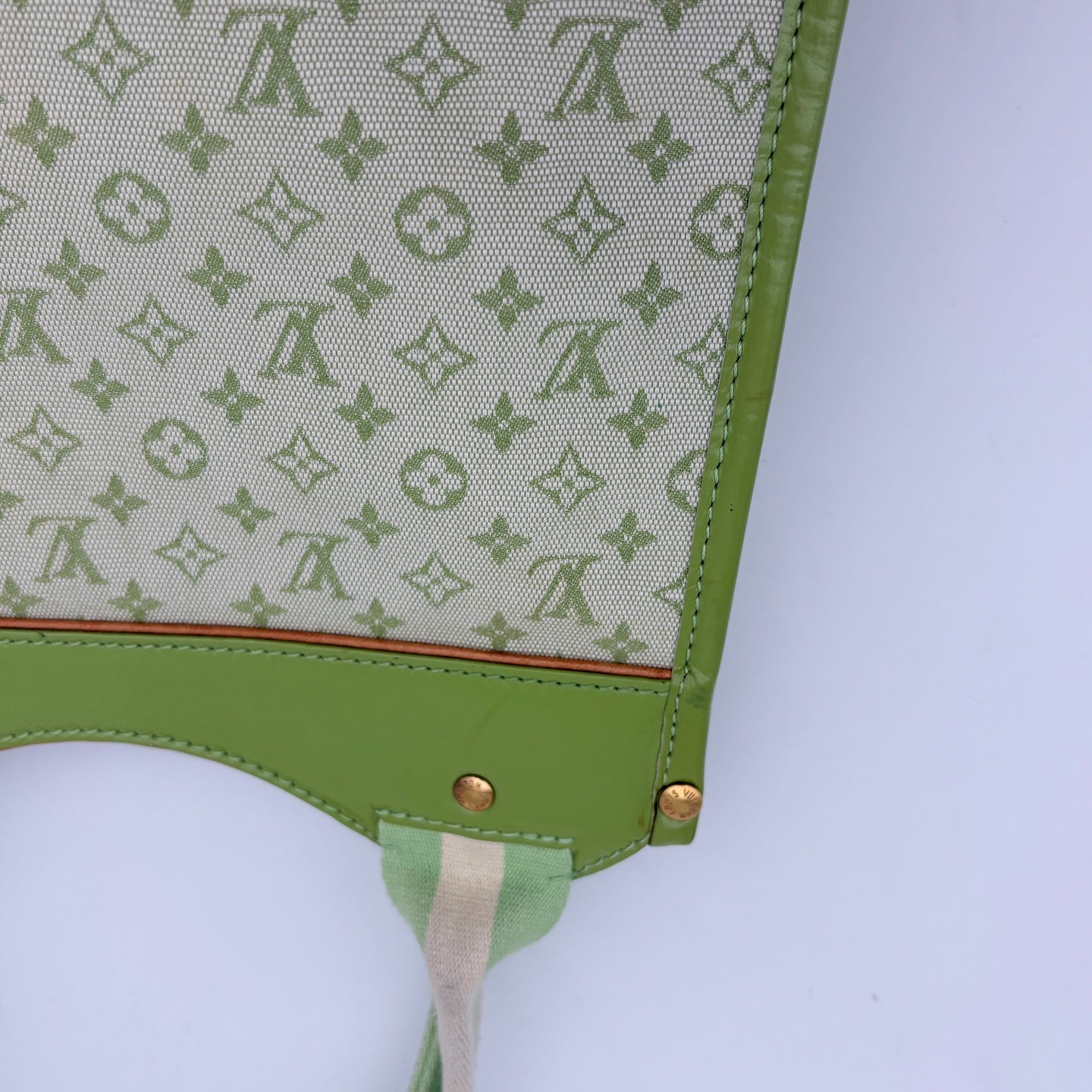 Louis Vuitton Green Denim Square Handbag [Used]