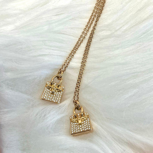 Hermès Birkin Pendant Necklace Diamond-Set 18K Rose Gold [Used]