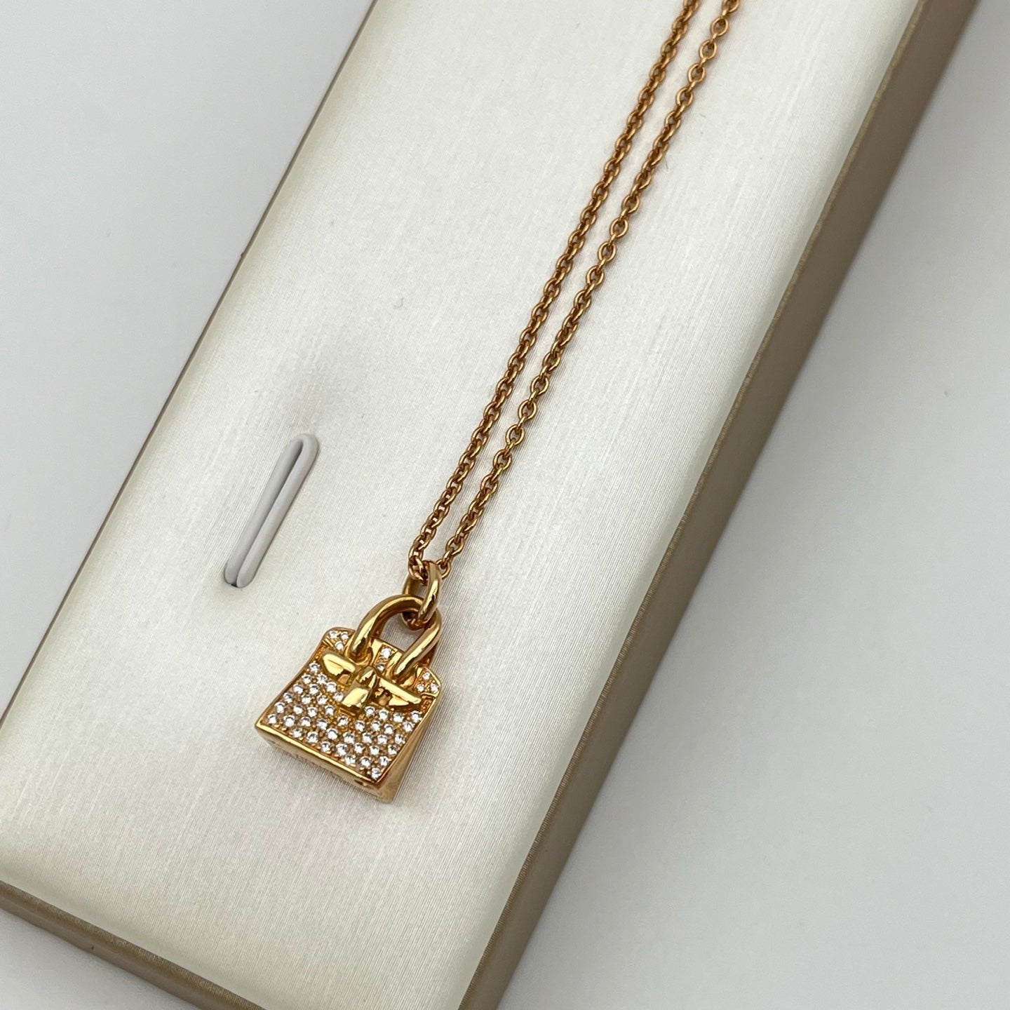 Hermès Birkin Pendant Necklace Diamond-Set 18K Rose Gold [Used]