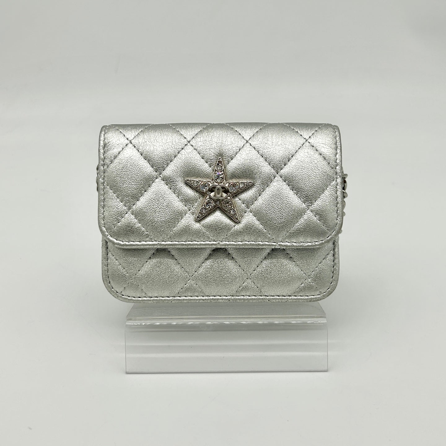 Chanel 24C Metallic Silver Quilted Star CC Waist Shoulder Bag [Used]