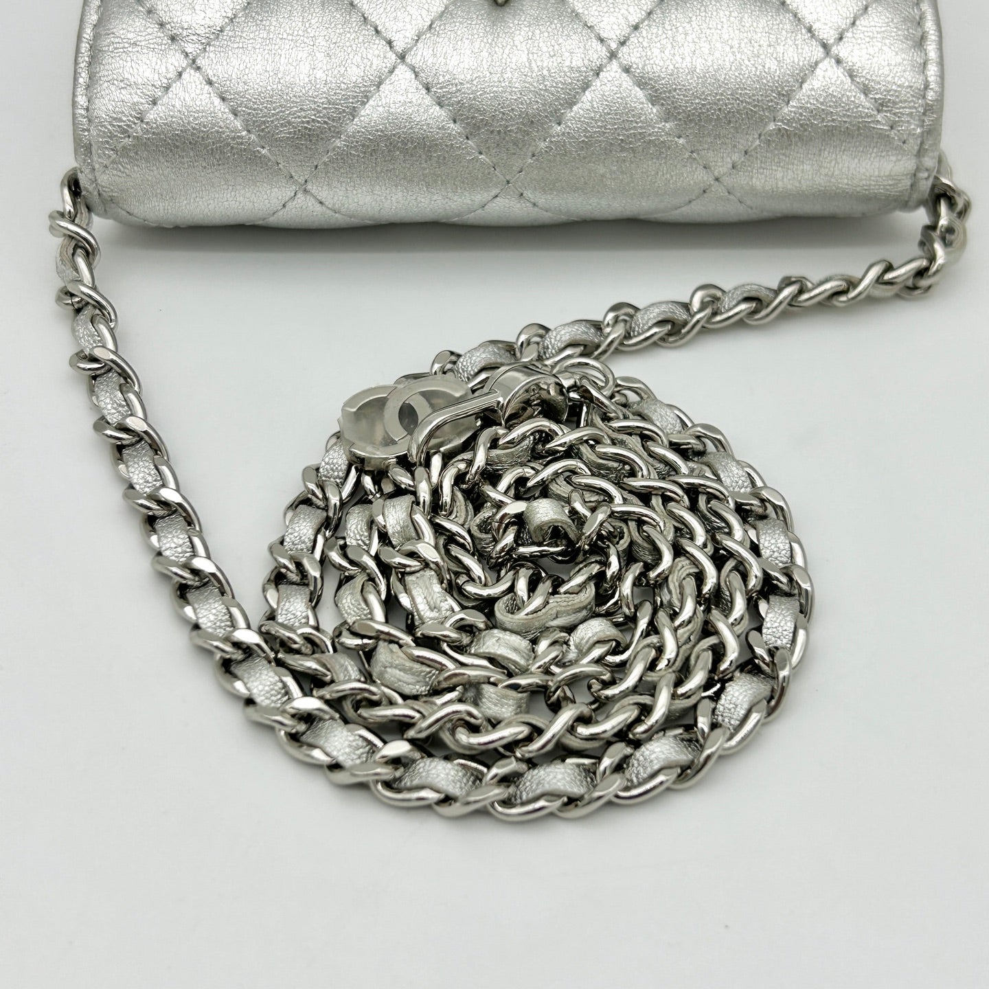 Chanel 24C Metallic Silver Quilted Star CC Waist Shoulder Bag [Used]