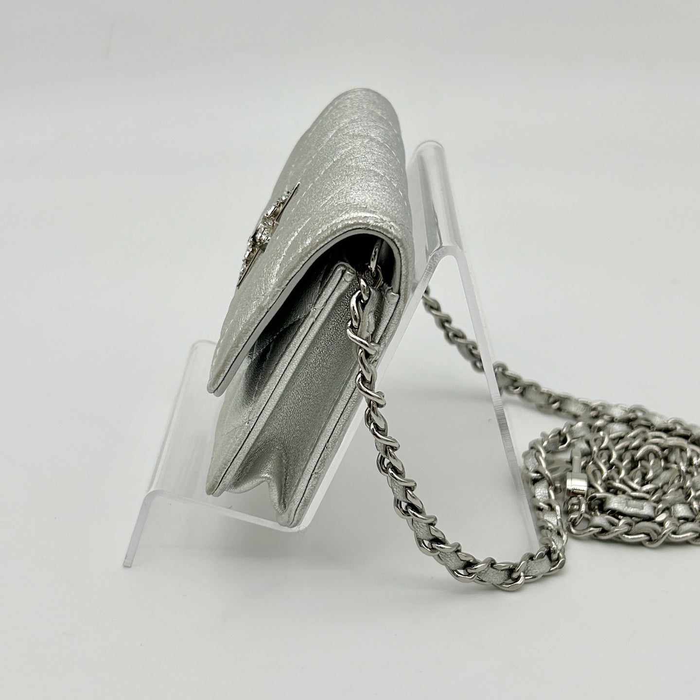 Chanel 24C Metallic Silver Quilted Star CC Waist Shoulder Bag [Used]