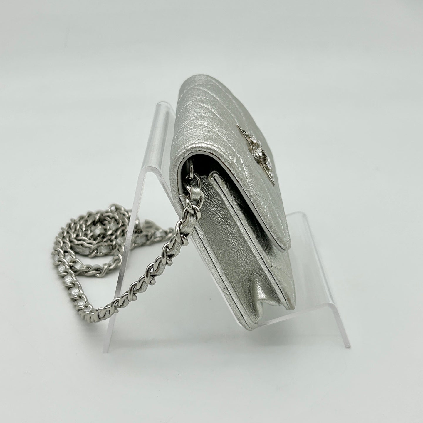 Chanel 24C Metallic Silver Quilted Star CC Waist Shoulder Bag [Used]