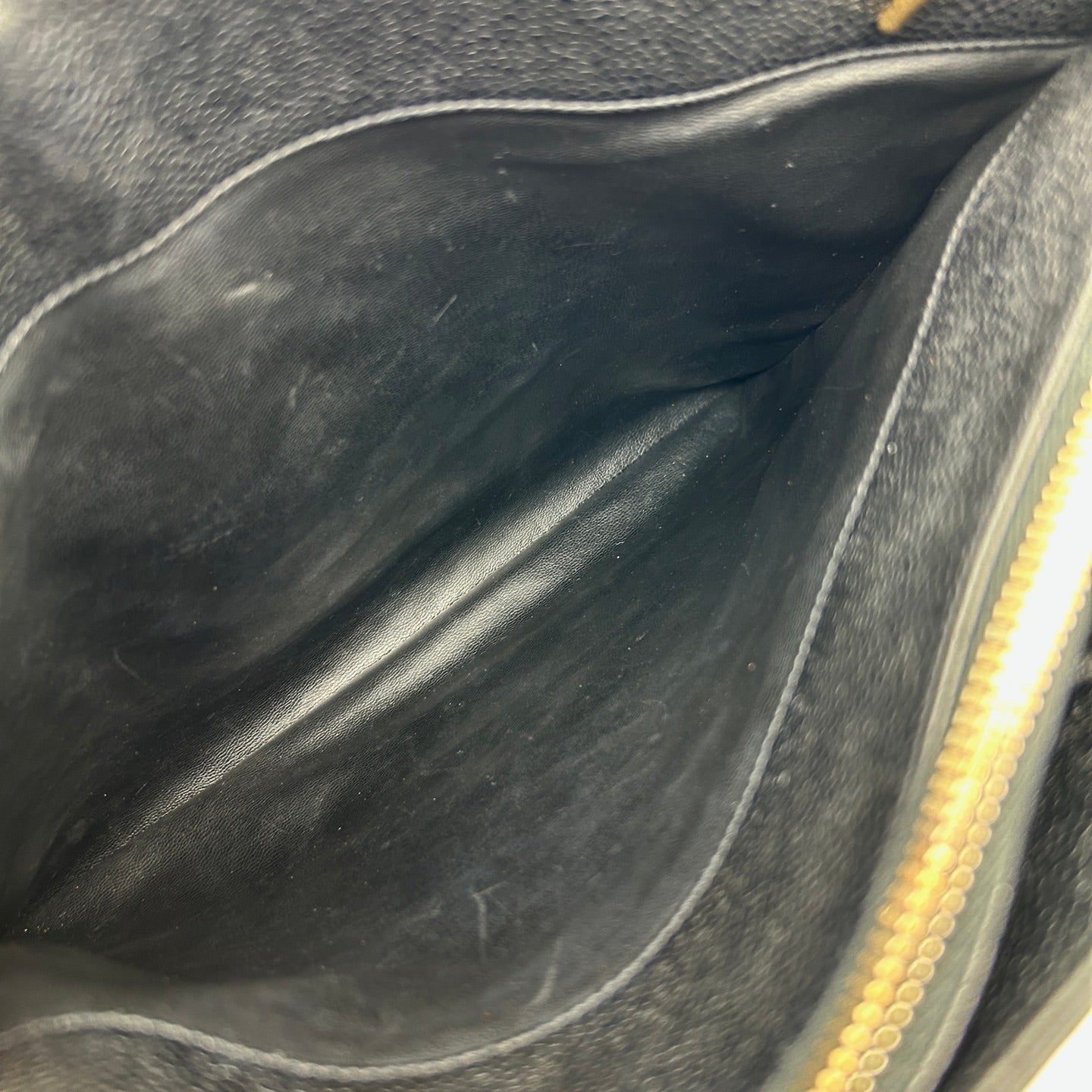 Chanel CC Logo Calfskin Tote Bag Black Gold [Used]