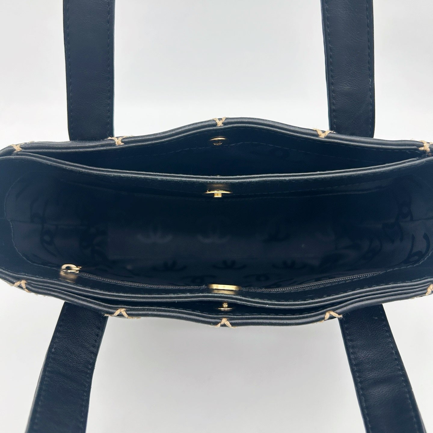 Chanel Vintage Black Calfskin Wild Stitch Tote Bag Gold Hardware [Used]