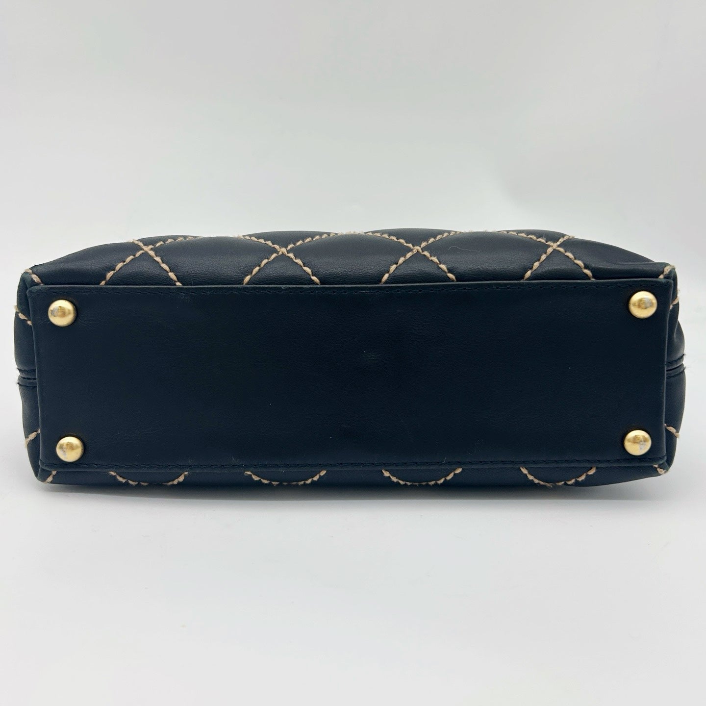 Chanel Vintage Black Calfskin Wild Stitch Tote Bag Gold Hardware [Used]