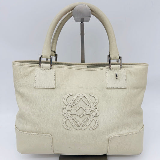 Loewe Logo Boston Bag Beige Leather Top Handle Bag [Used]