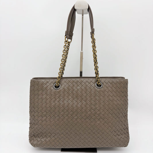 Bottega Veneta Intrecciato Chain Tote Bag Grey Leather Shoulder Bag [Used]