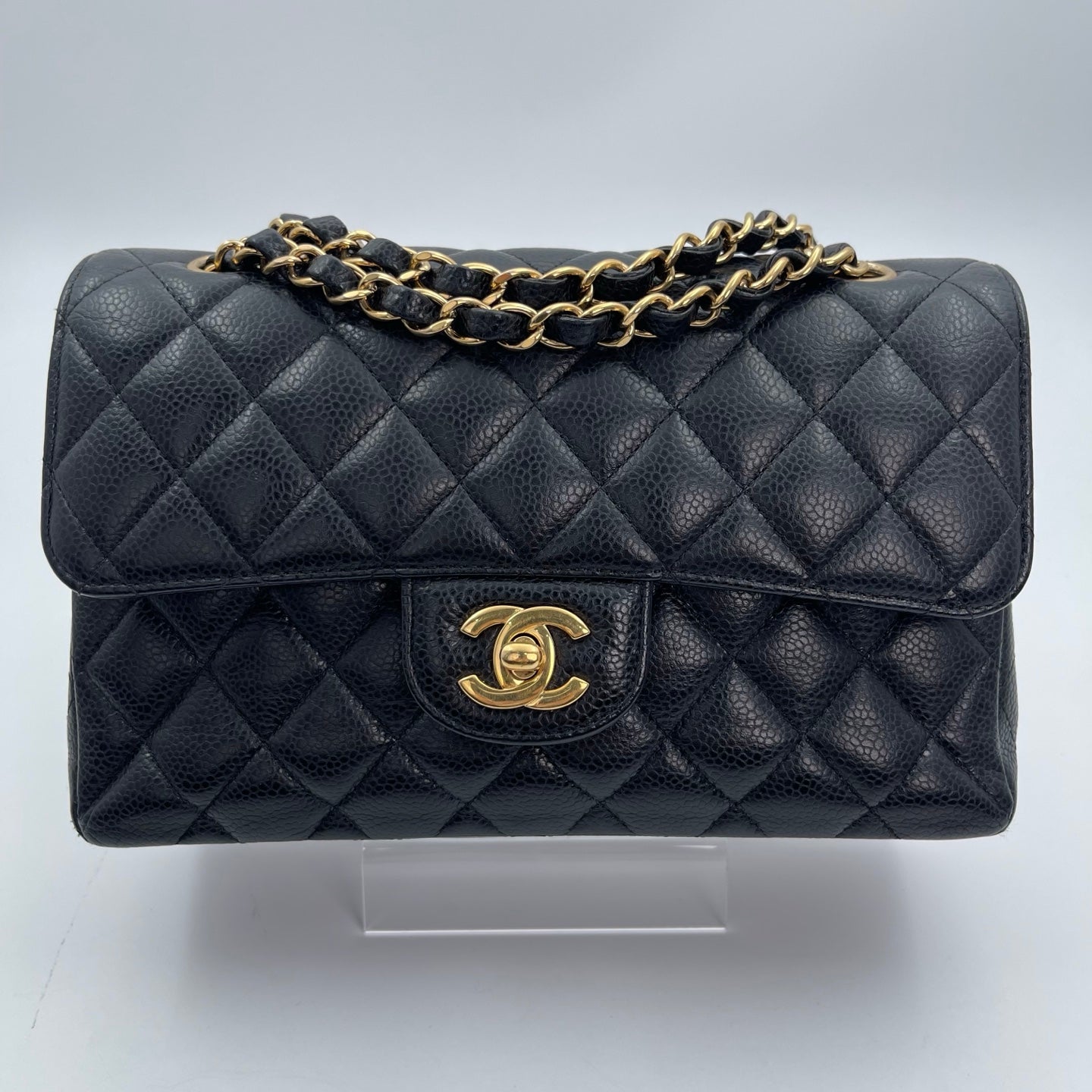 Chanel Classic Flap Black Caviar Leather 23 cm Gold Hardware [Used]