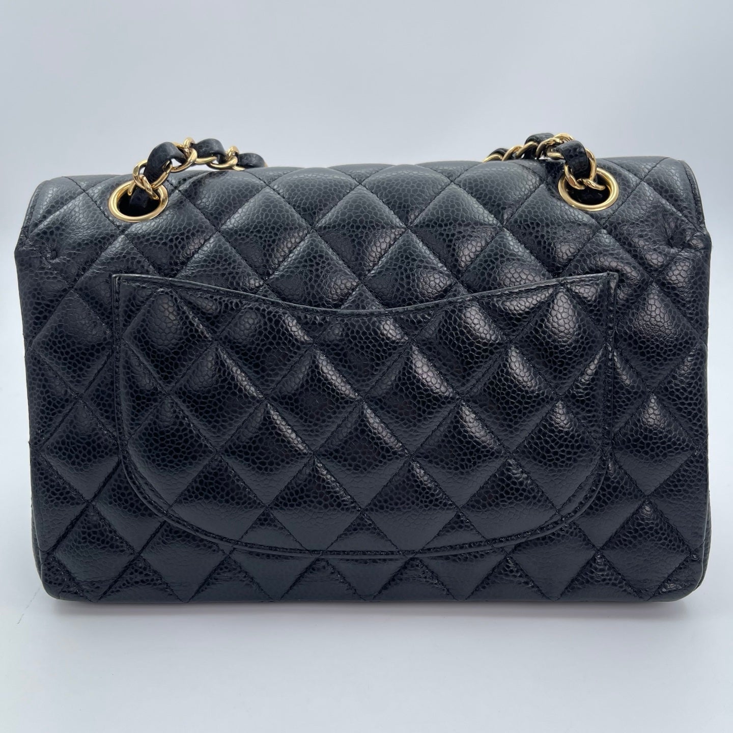 Chanel Classic Flap Black Caviar Leather 23 cm Gold Hardware [Used]