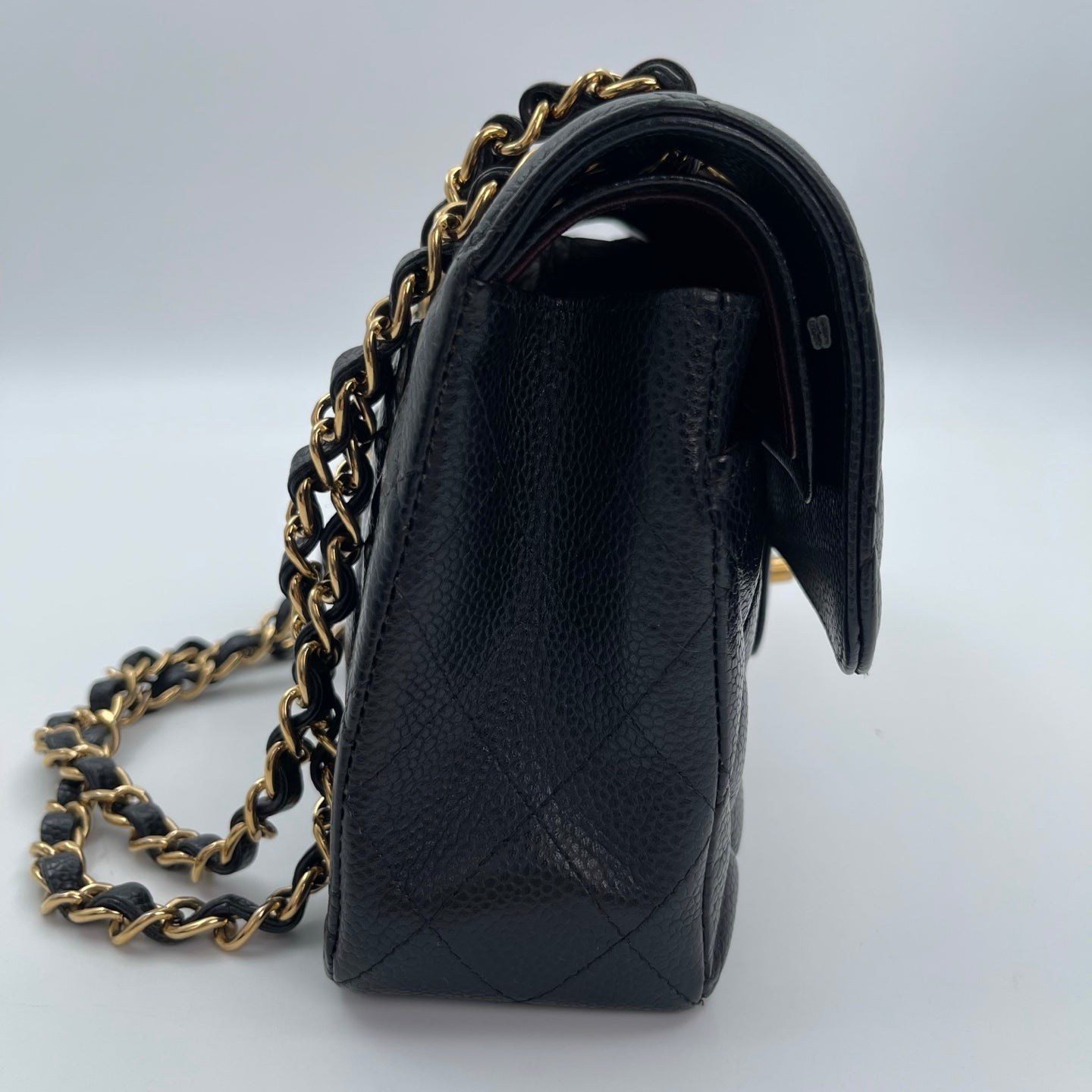 Chanel Classic Flap Black Caviar Leather 23 cm Gold Hardware [Used]